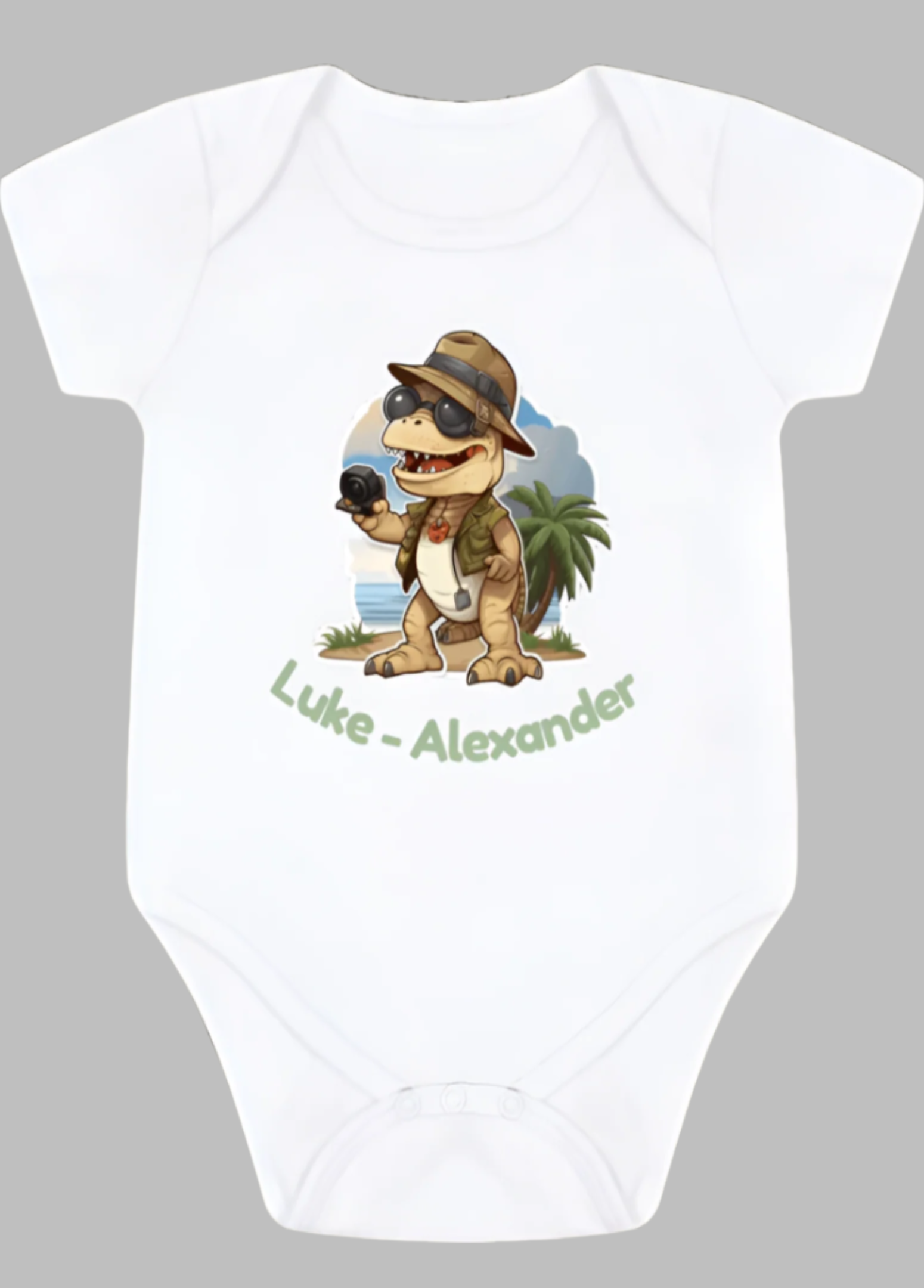 White Printed baby grow