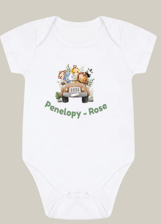 White Printed baby grow