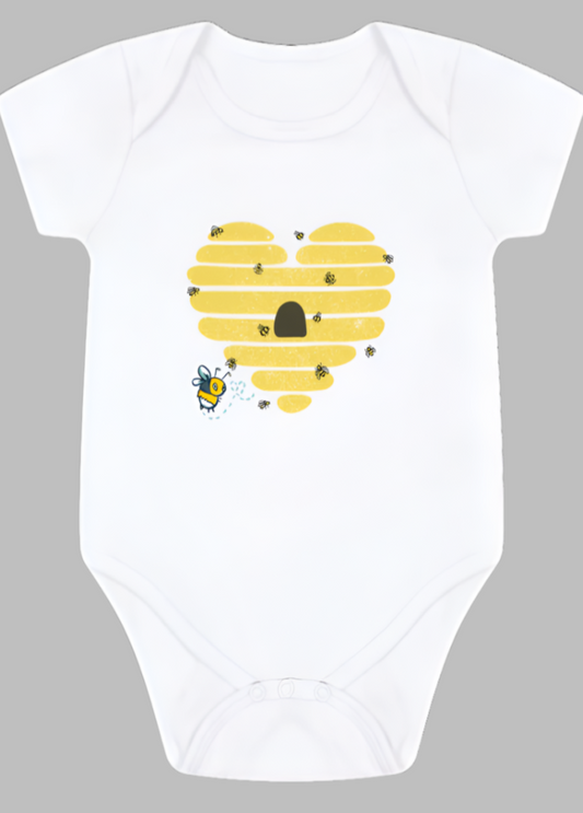 White Printed baby grow