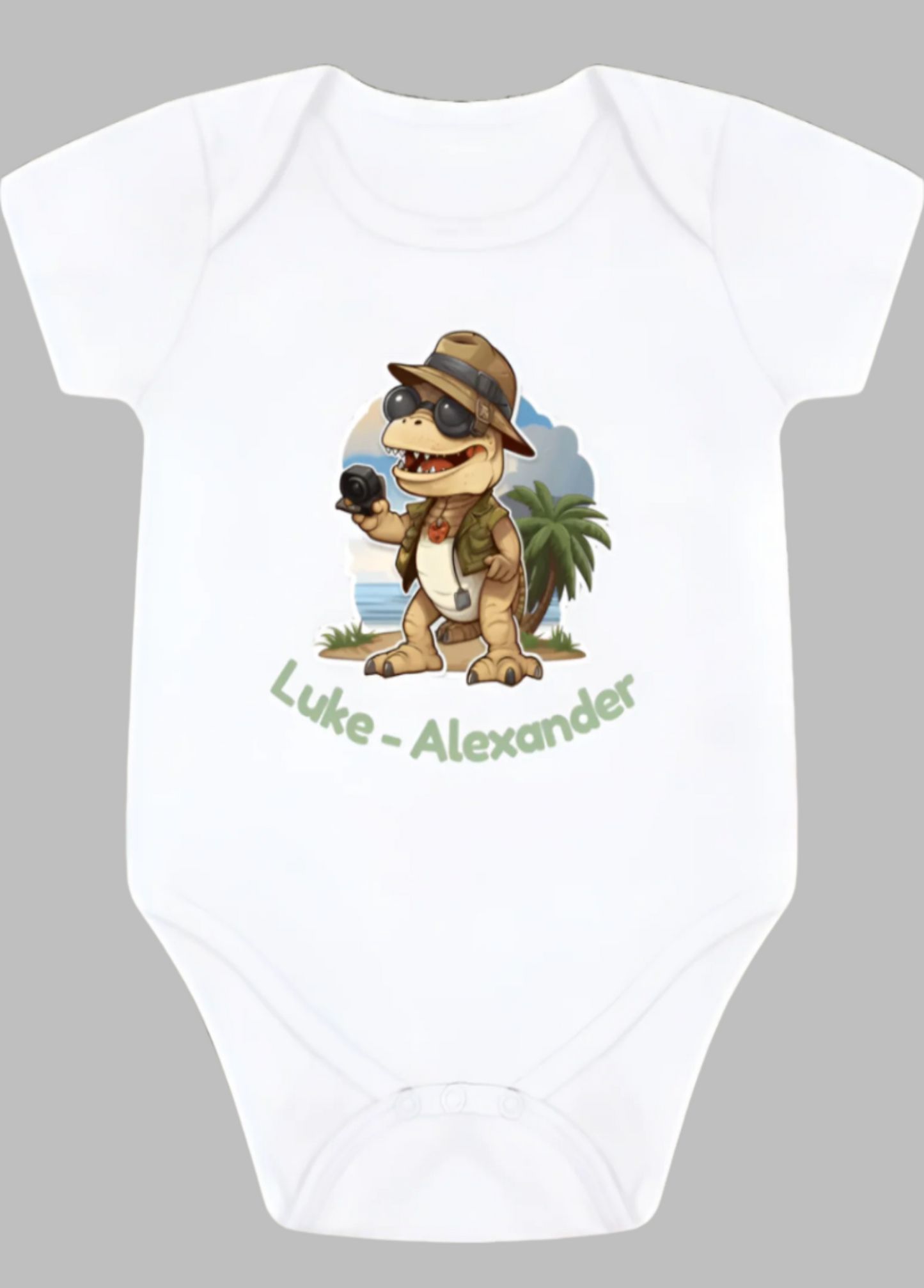 White Printed baby grow