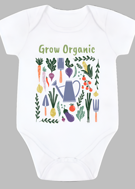 White Printed baby grow